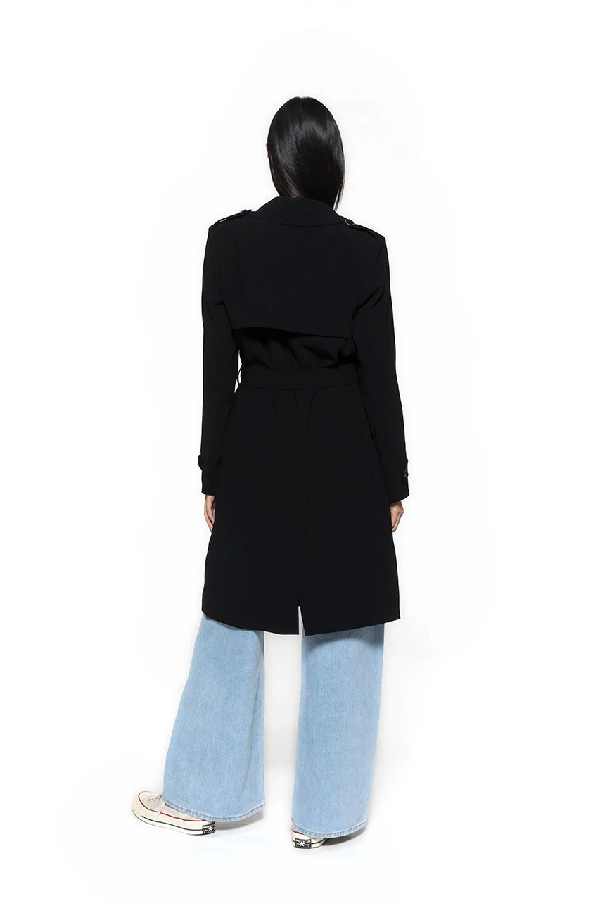 Trench noir BEDELINE-Trench en tissu fluide noir - Image 3