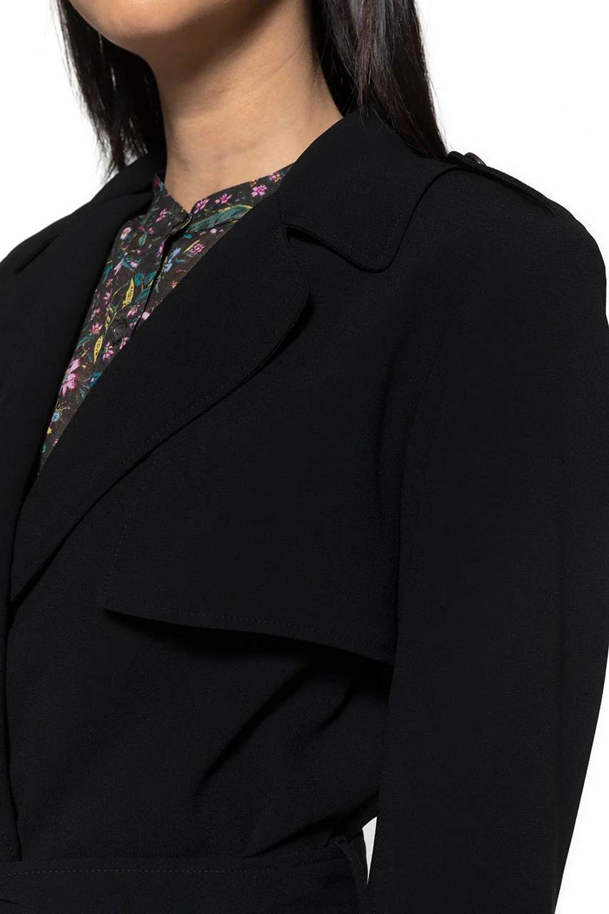 Trench noir BEDELINE-Trench en tissu fluide noir - Image 6