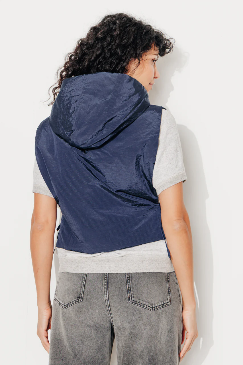 CAILLE - Capuche ouatinée zippée marine - Image 4