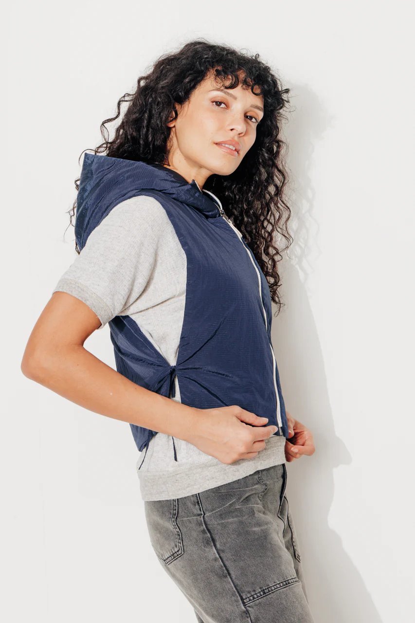 CAILLE - Capuche ouatinée zippée marine - Image 5