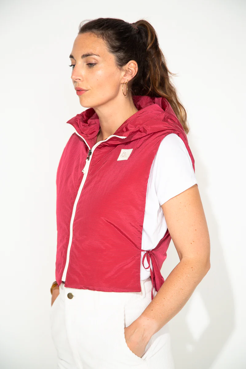 CAILLE - Capuche ouatinée zippée framboise - Image 7