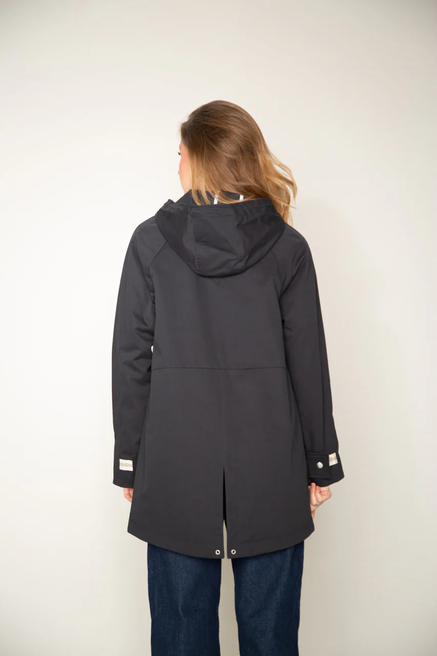 LOCRONAN-Parka à capuche en pur coton bleu marine - Image 4