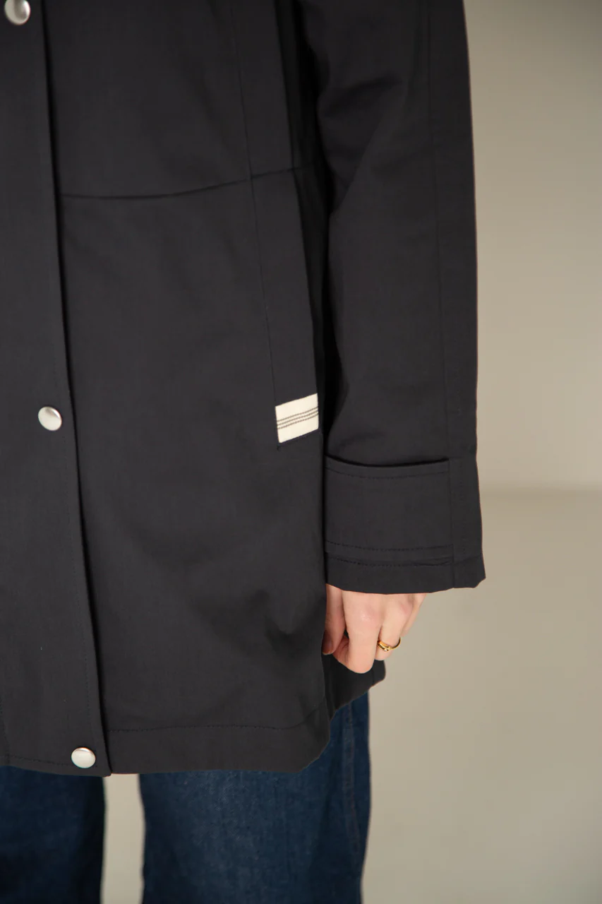 LOCRONAN-Parka à capuche en pur coton bleu marine - Image 5