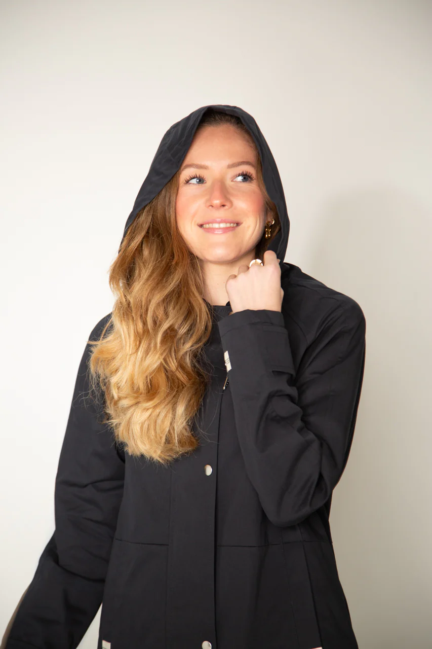 LOCRONAN-Parka à capuche en pur coton bleu marine - Image 6