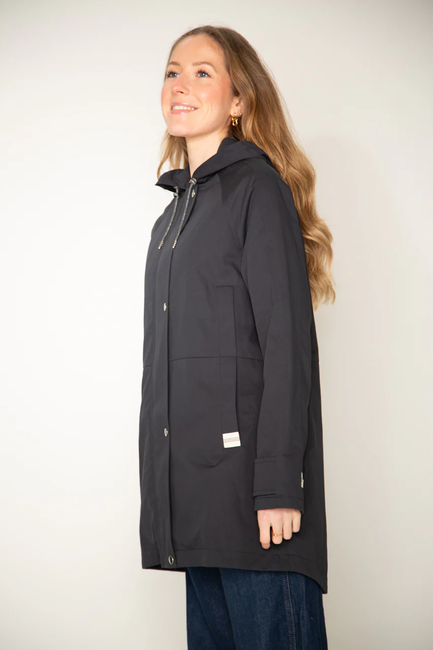 LOCRONAN-Parka à capuche en pur coton bleu marine - Image 7