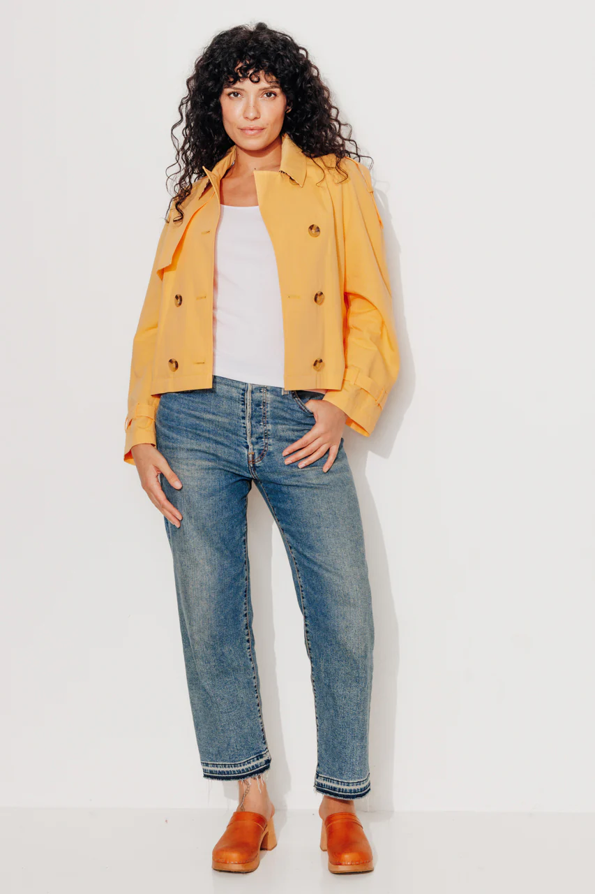BOVELLE - Veste esprit trench coton et lin jaune - Image 3