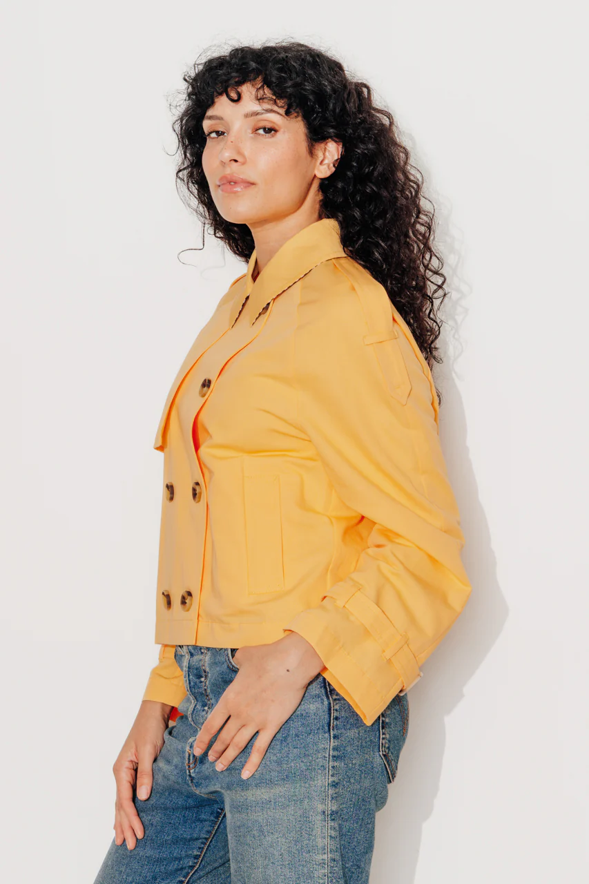 BOVELLE - Veste esprit trench coton et lin jaune - Image 4