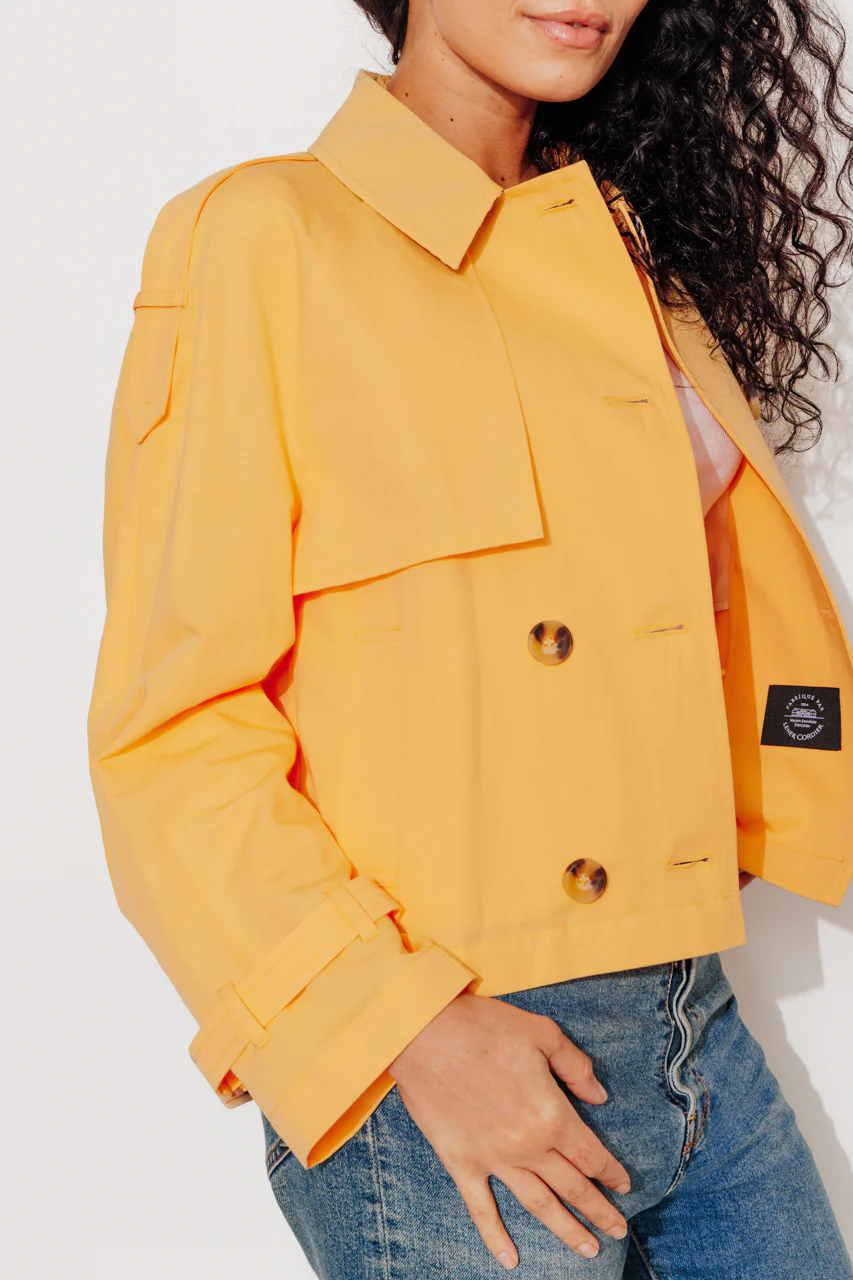 BOVELLE - Veste esprit trench coton et lin jaune - Image 5