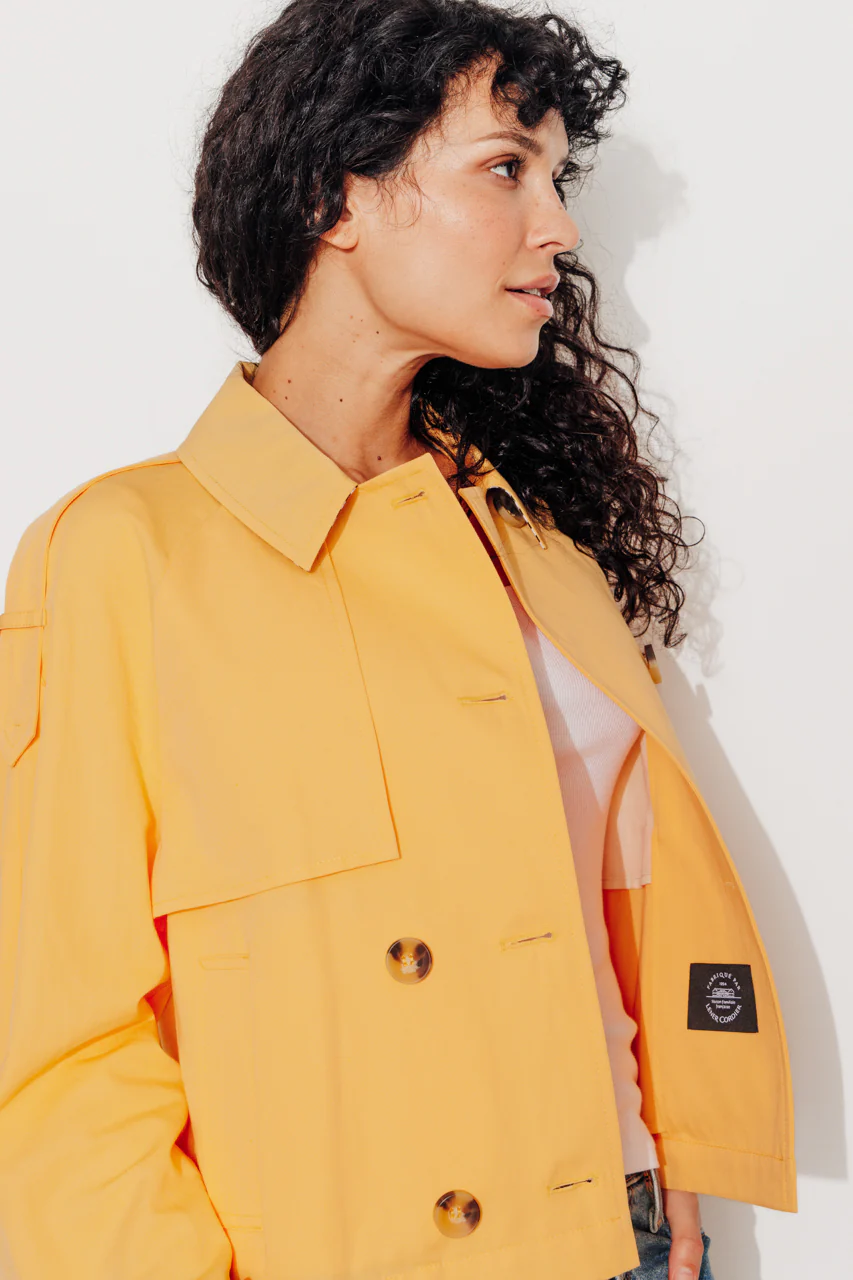 BOVELLE - Veste esprit trench coton et lin jaune - Image 6