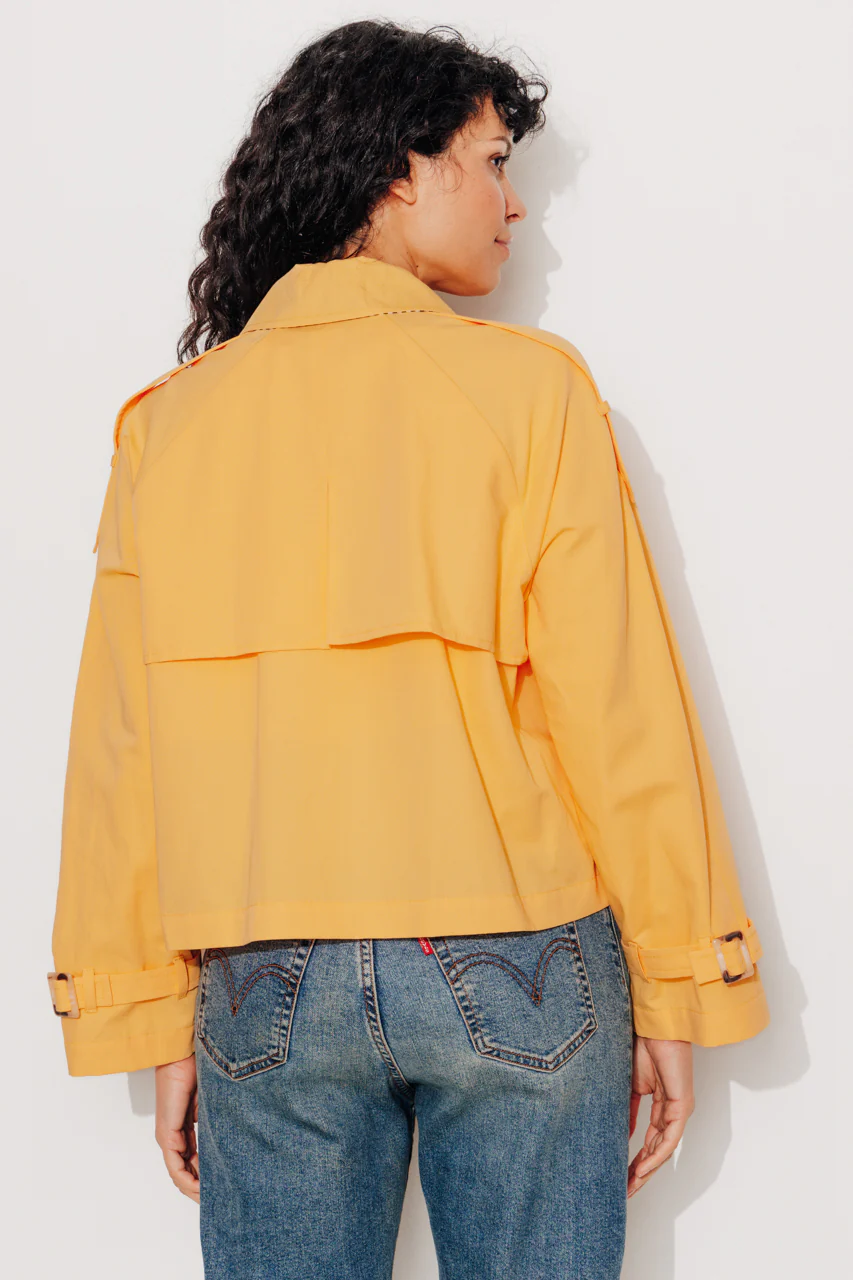 BOVELLE - Veste esprit trench coton et lin jaune - Image 7