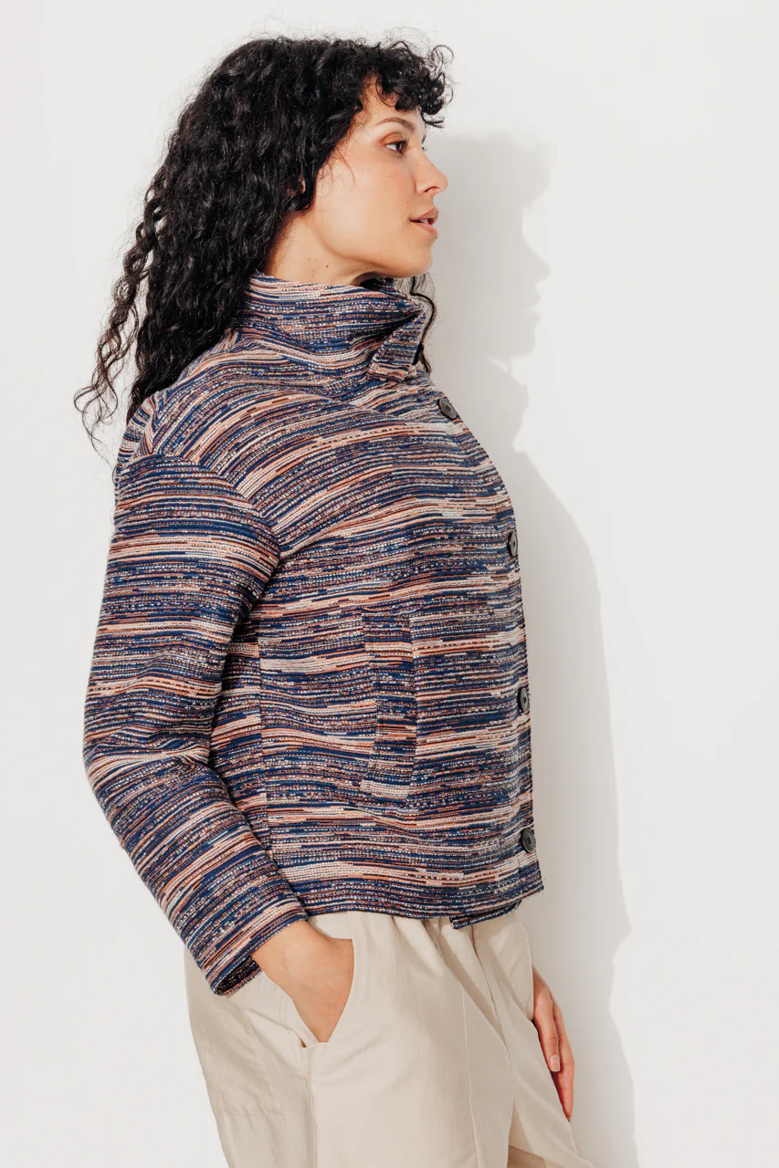 SOFAR - Manteau court oversize en jacquard rayé - Image 4