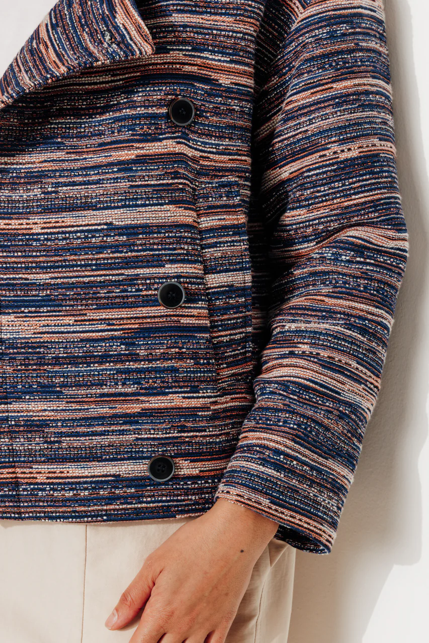 SOFAR - Manteau court oversize en jacquard rayé - Image 5