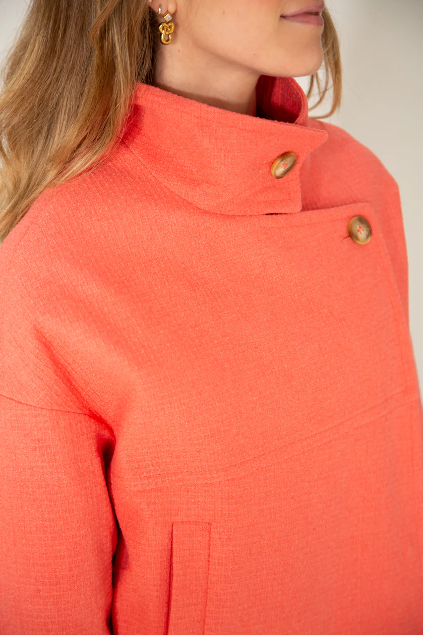 Mably- Manteau court oversize corail - Image 3