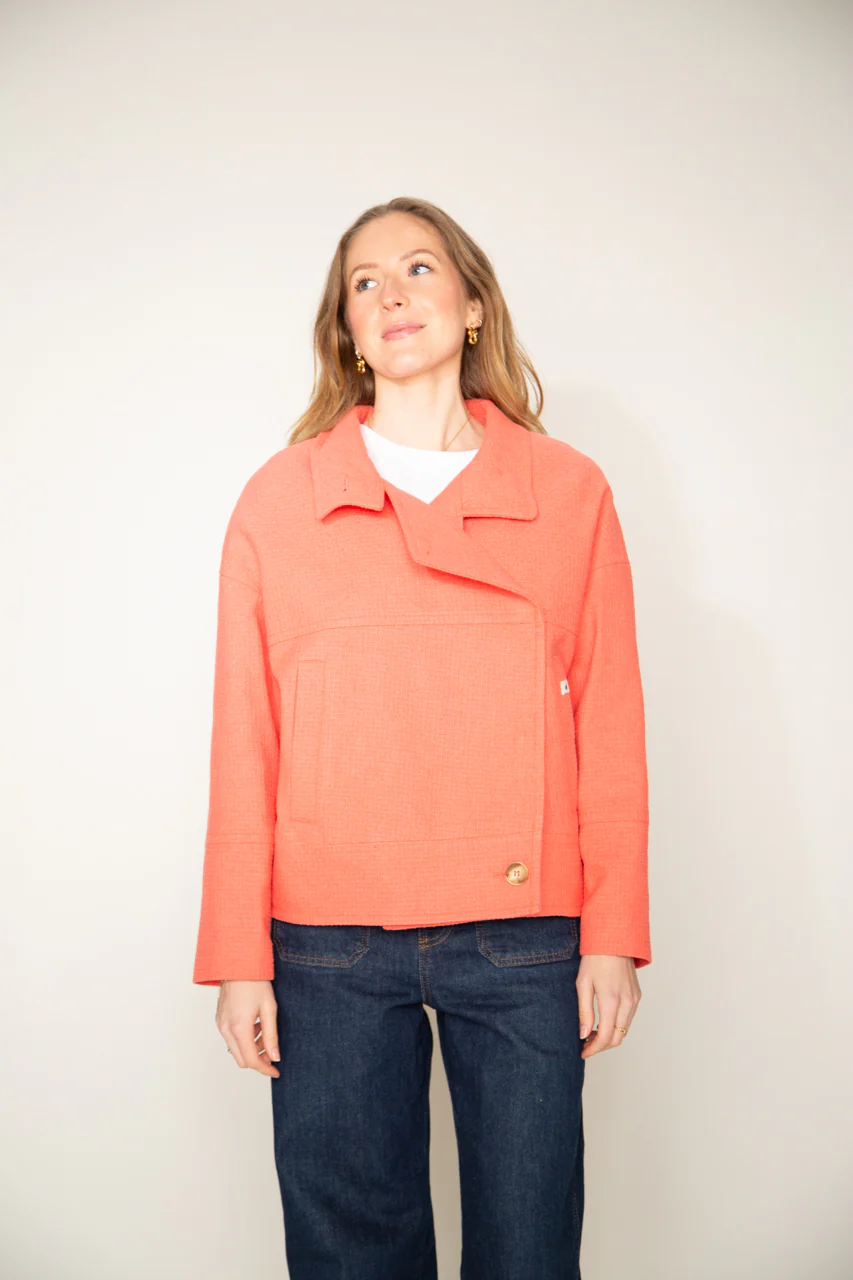 Mably- Manteau court oversize corail - Image 4