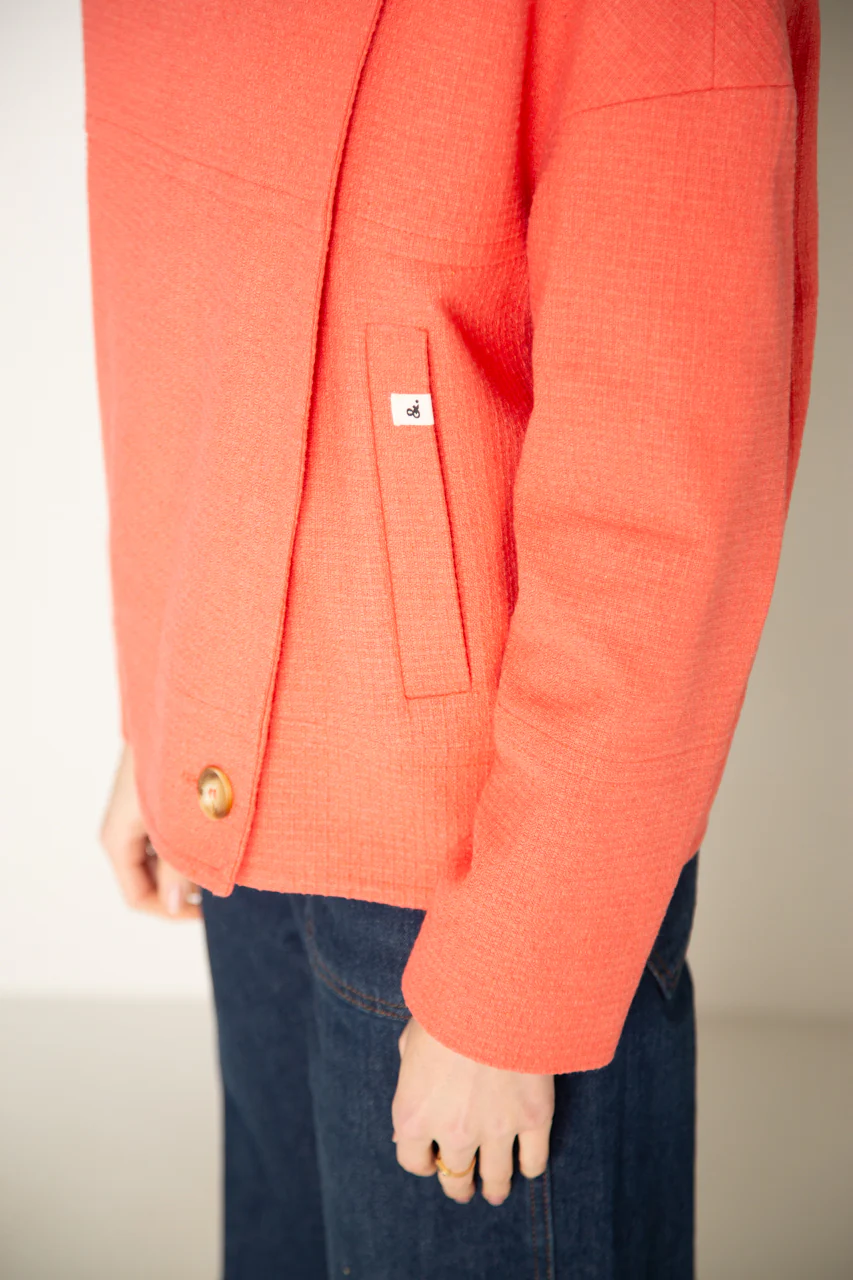 Mably- Manteau court oversize corail - Image 6