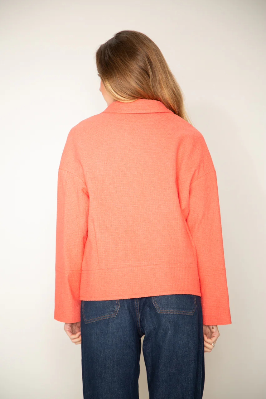Mably- Manteau court oversize corail - Image 7