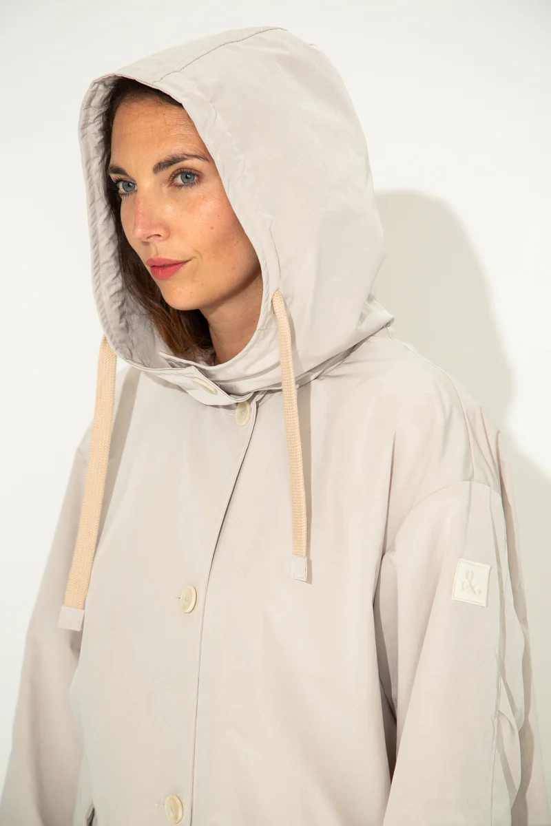 CORNUS - Parka décontractée à capuche déperlante crème - Image 4
