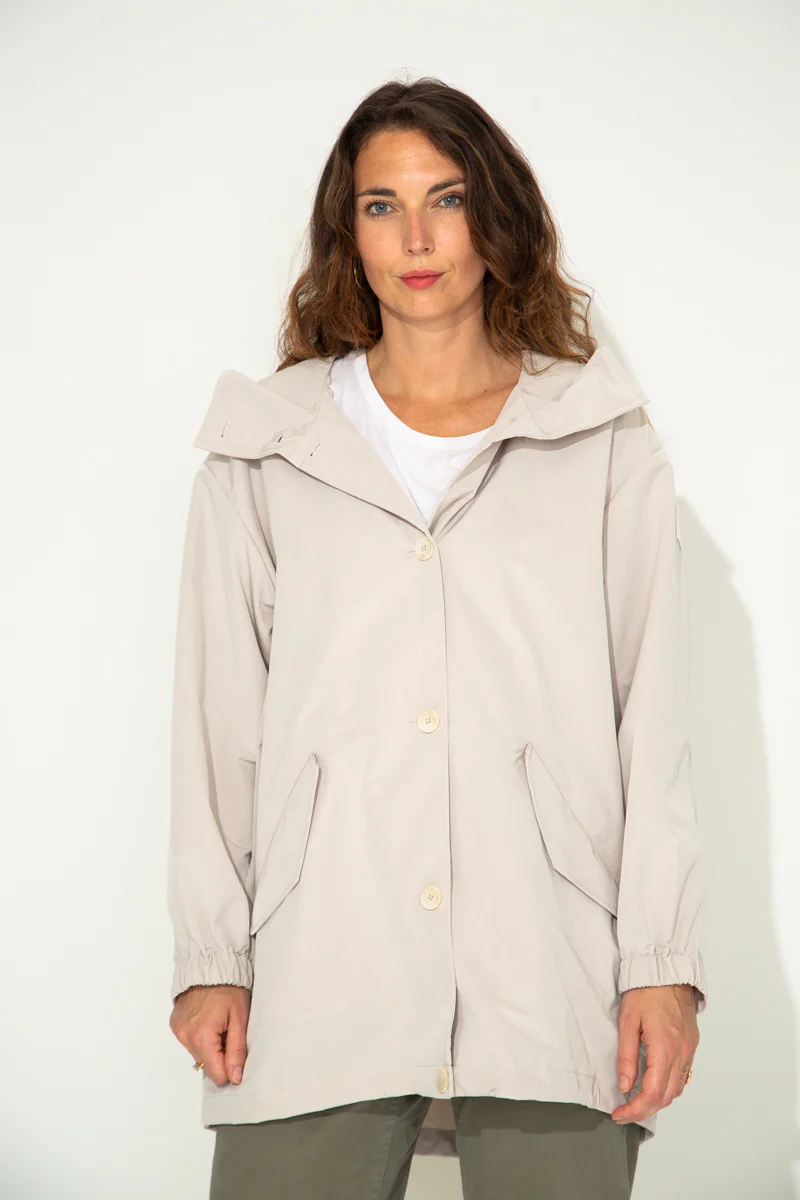 CORNUS - Parka décontractée à capuche déperlante crème - Image 7