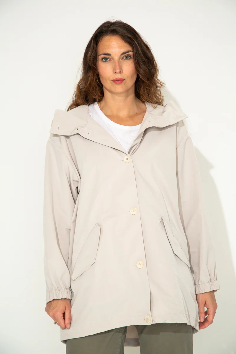 CORNUS - Parka décontractée à capuche déperlante crème - Image 8