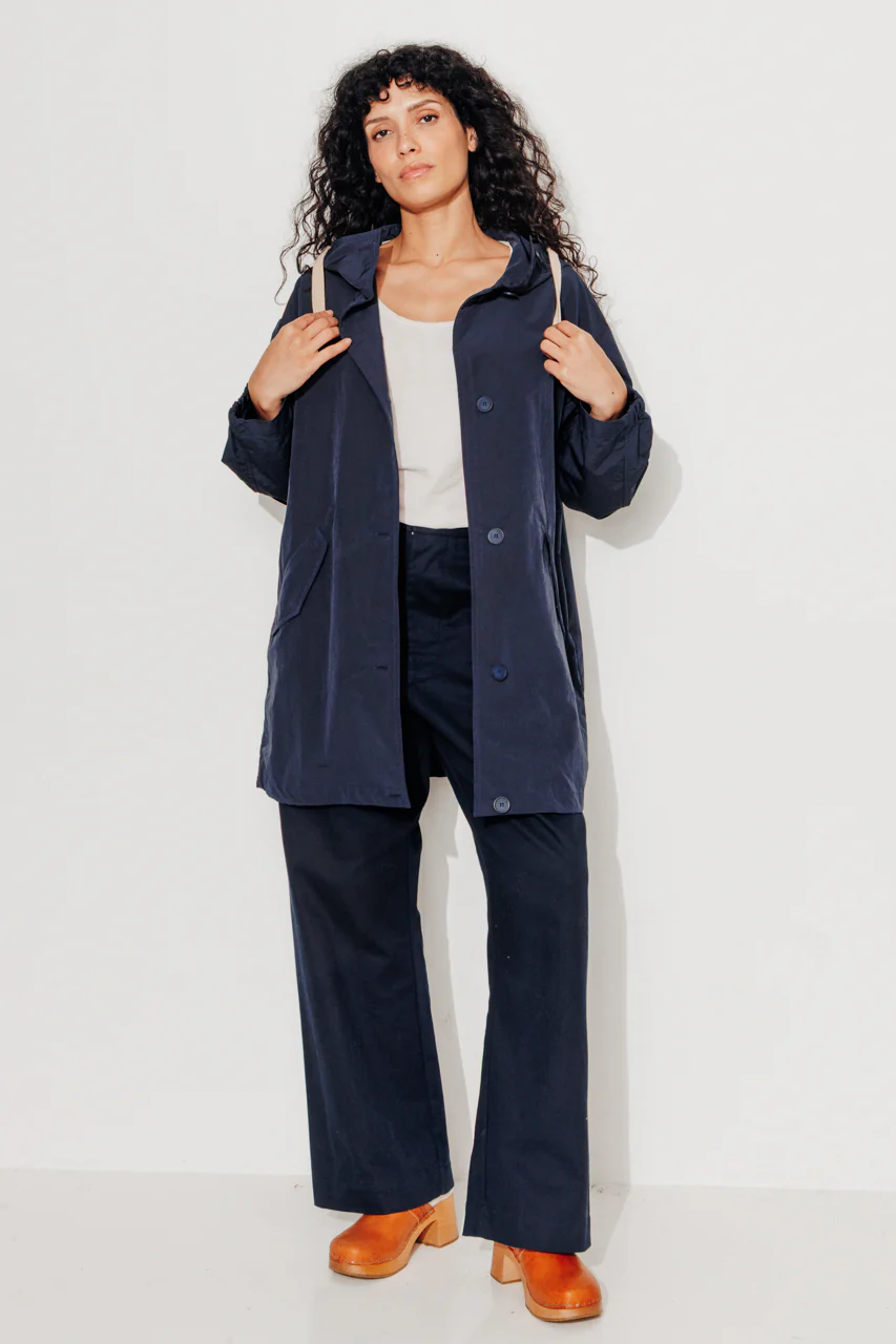 CORNUS - Parka décontractée à capuche déperlante marine - Image 3