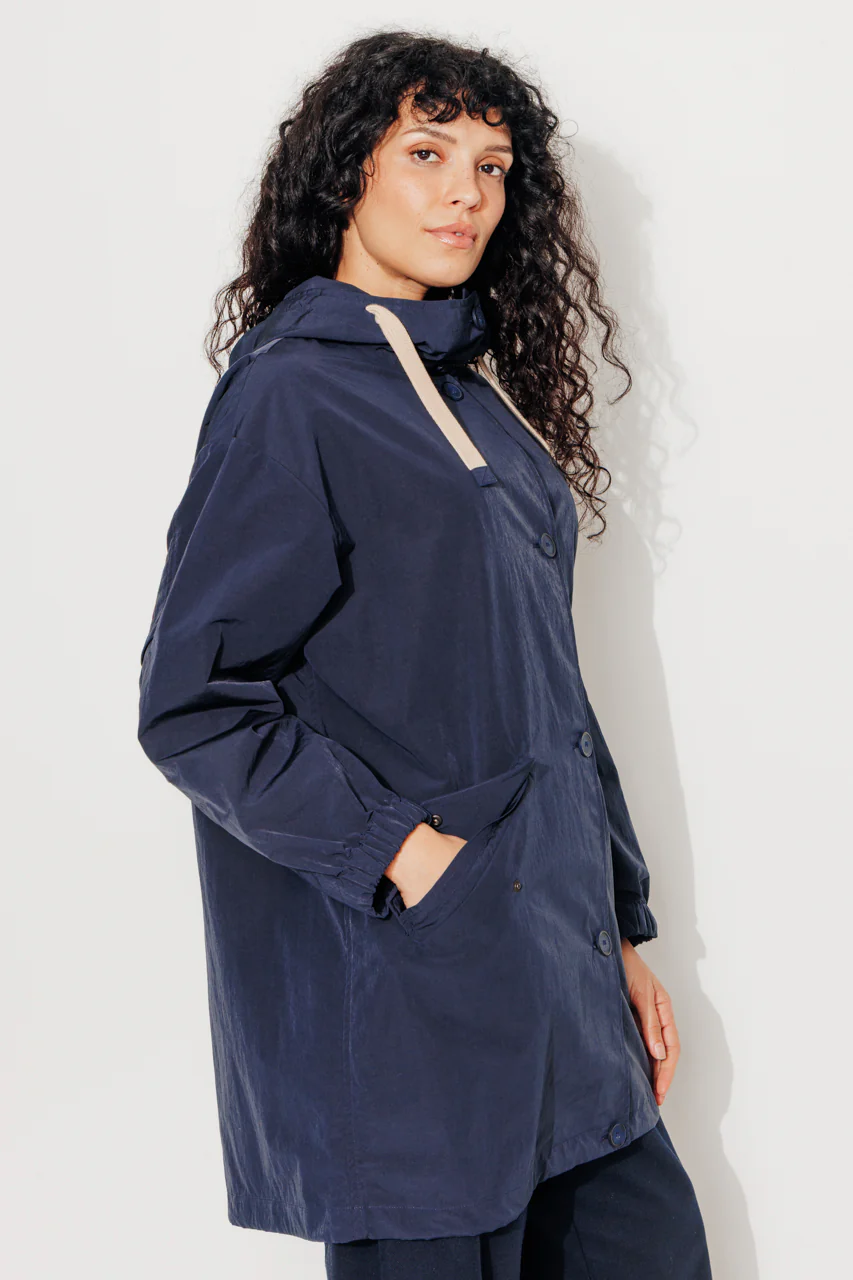 CORNUS - Parka décontractée à capuche déperlante marine - Image 4