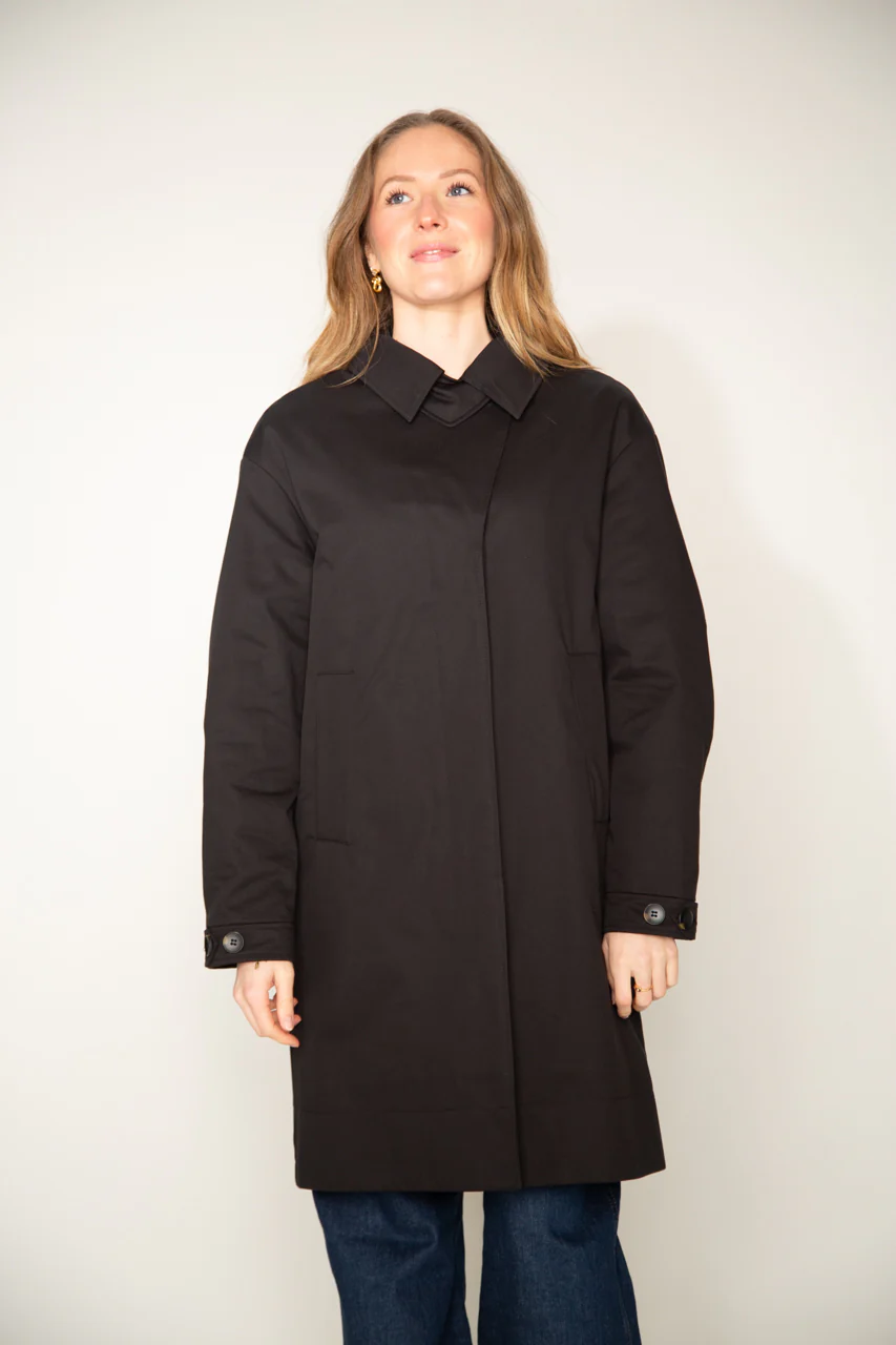 Sauzet- Trench oversize 100% coton déperlant noir - Image 3