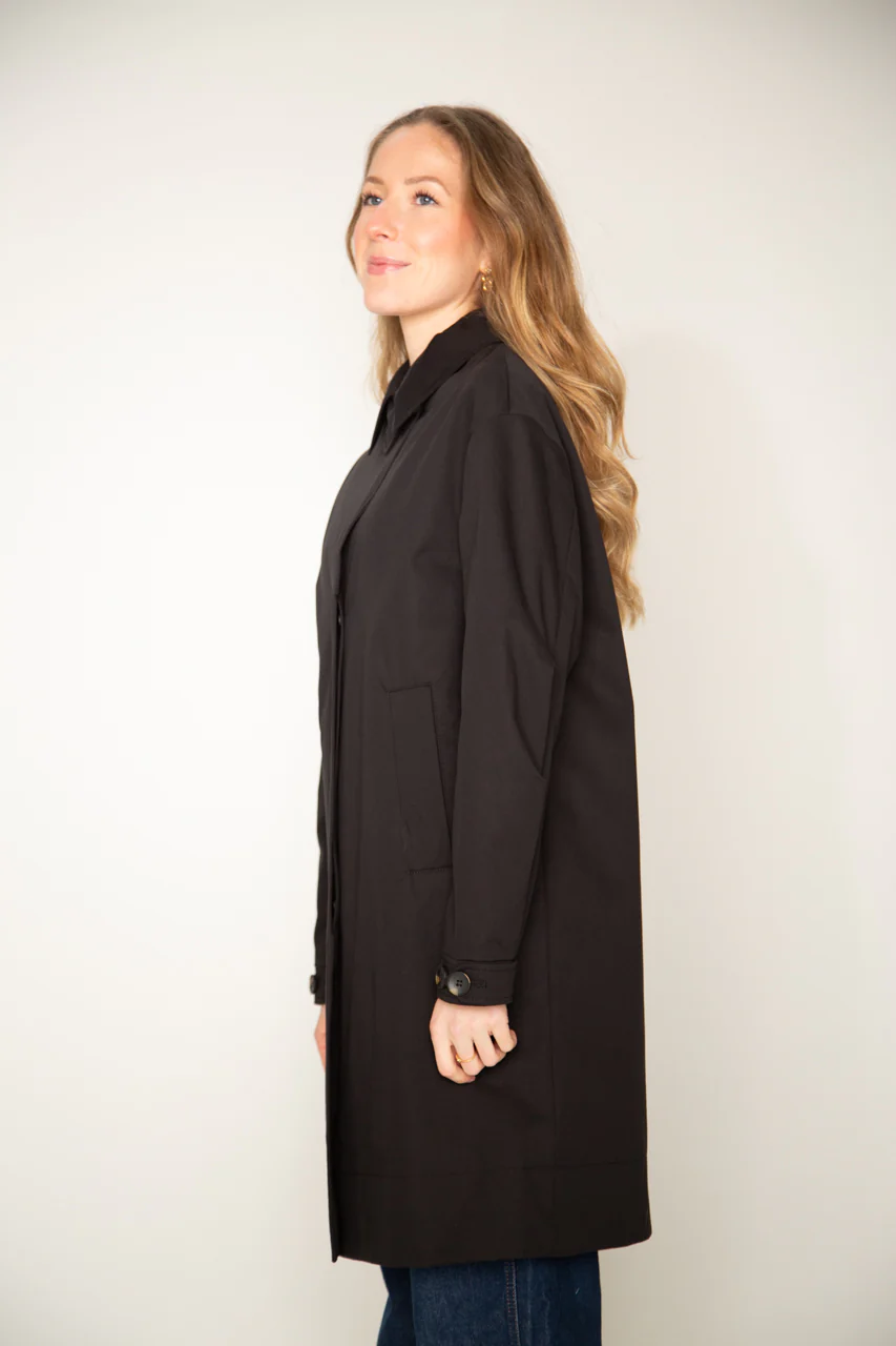 Sauzet- Trench oversize 100% coton déperlant noir - Image 4