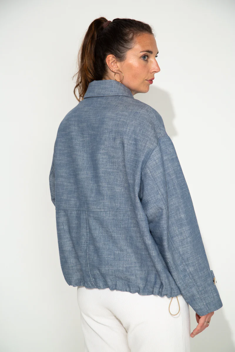 CANNA - Veste oversize en coton et lin effet jean - Image 4