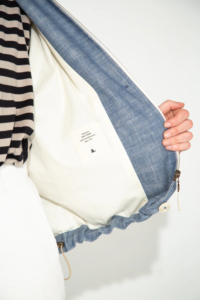 CANNA - Veste oversize en coton et lin effet jean - Image 7